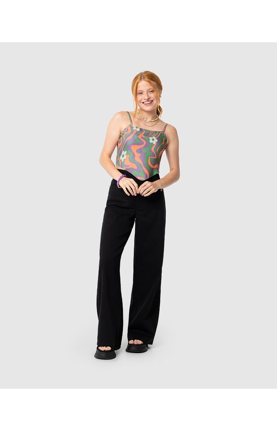 Blusa Menina Cropped Estampada Alça Fina Em Viscose Malwee Kids