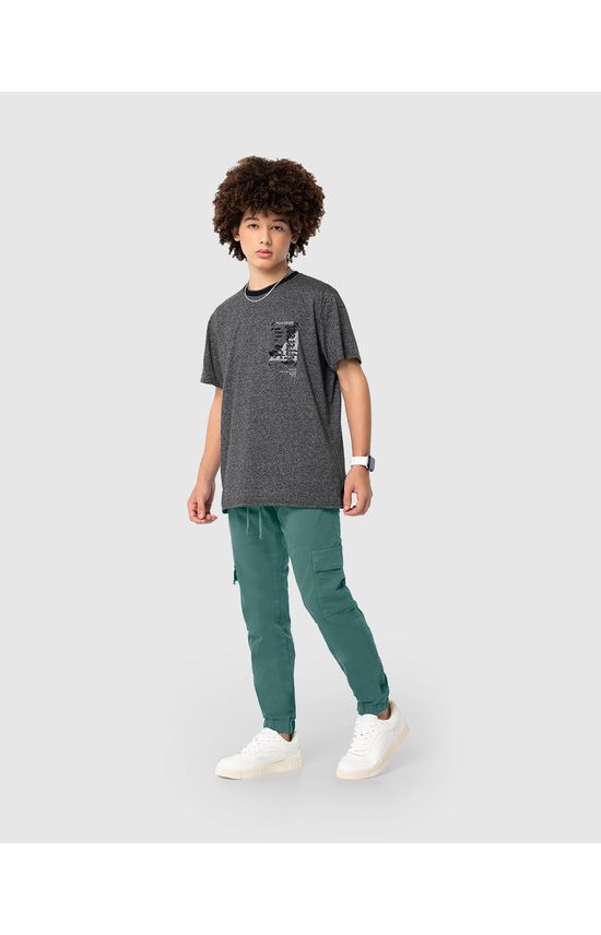 Camiseta Menino Estampa Peitoral Em Malha Rajada Malwee Kids