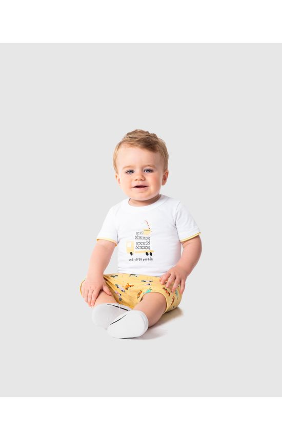 Conjunto Infantil Menino Bermuda Estampada Em Moletinho Malwee Kids