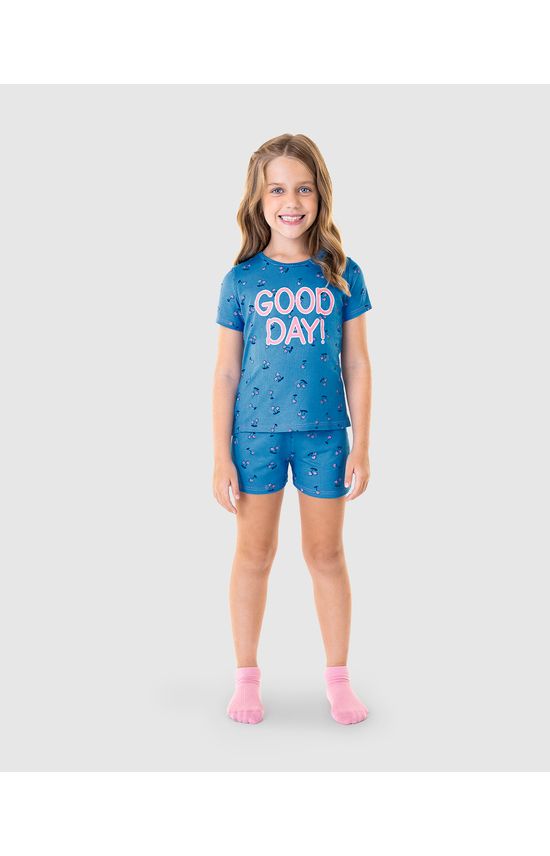 Pijama Infantil Menina Blusa Good Day Em Malha Viscose Canelada Malwee Kids