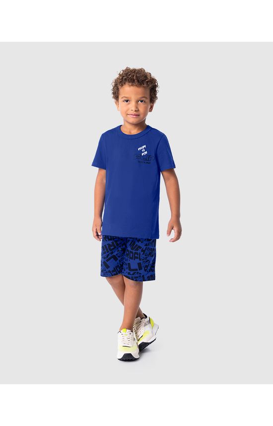Conjunto Infantil Menino Bermuda Estampa Lettering Em Moletinho Malwee Kids