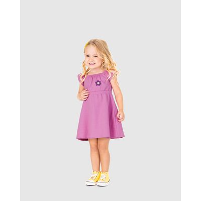 Vestido Infantil Estampa + Pompom Em Malha Texturizada Malwee Kids