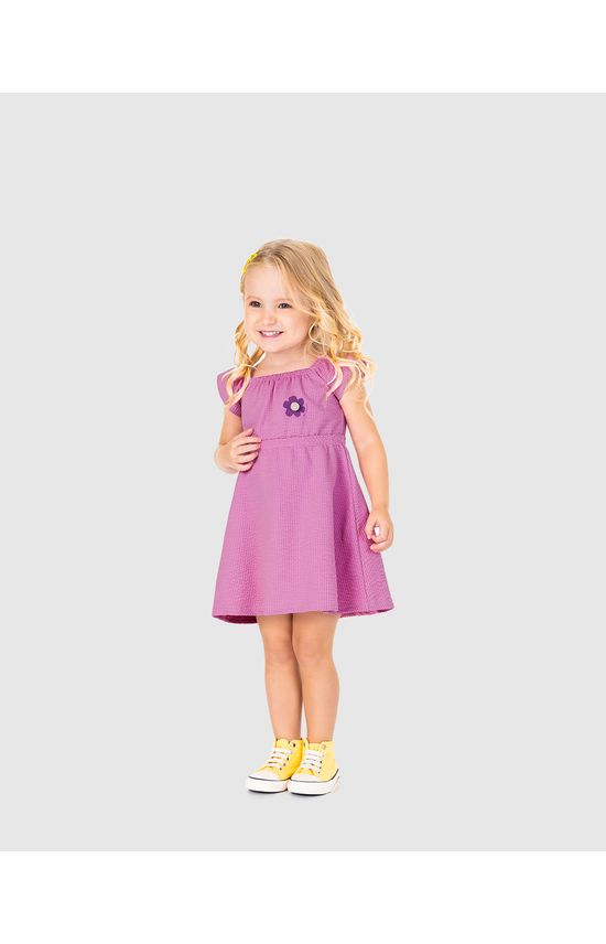 Vestido Infantil Estampa + Pompom Em Malha Texturizada Malwee Kids