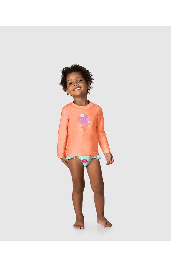Conjunto Infantil Menina I Love The Sea Em Malha UV50+ Malwee Kids