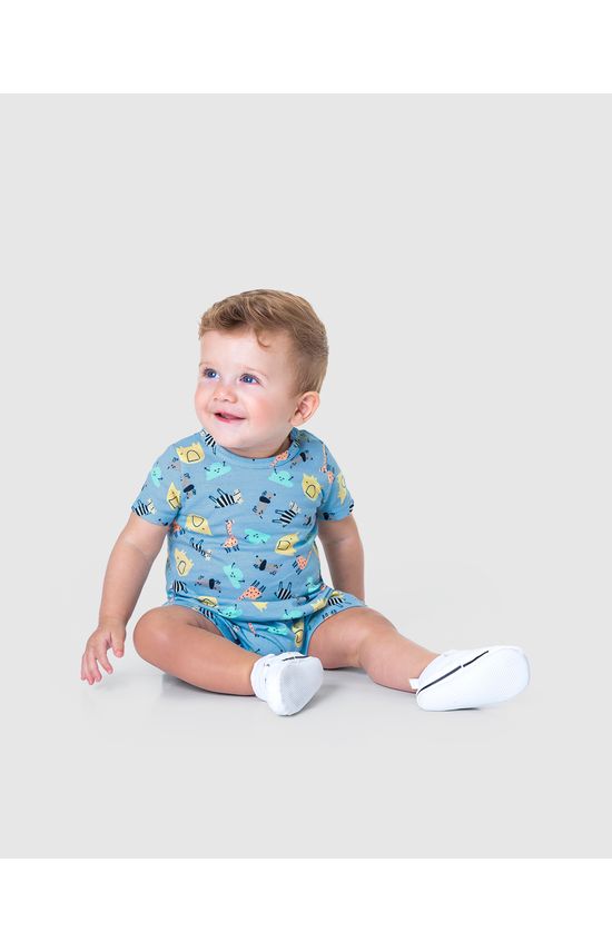 Macacão Infantil Unissex Animais Em Algodão Malwee Kids