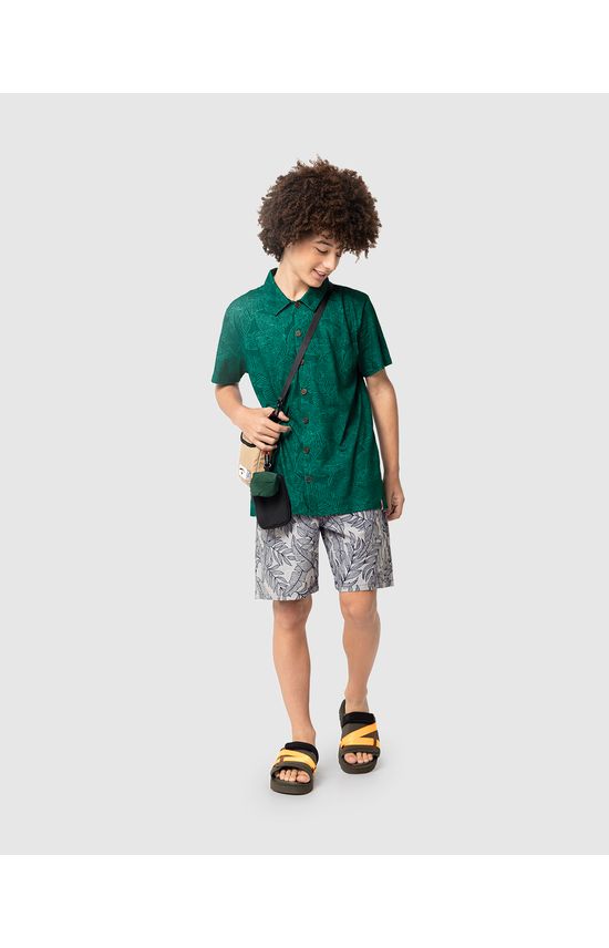 Camisa Menino Manga Curta Estampa Folhagem Em Algodão Malwee Kids