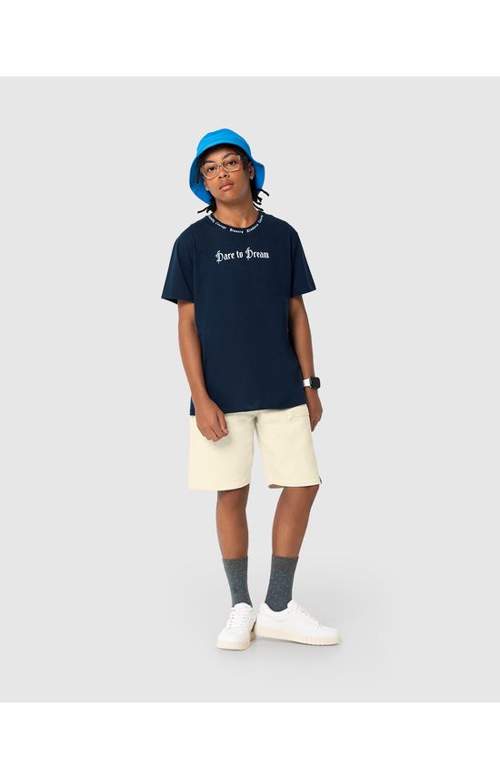 Camiseta Menino Gola Estampa Lettering Em Algodão Malwee Kids