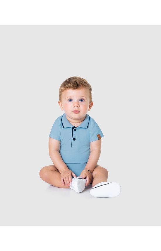 Body Polo Bebê Manga Curta Em Piquet Stretch Malwee Kids