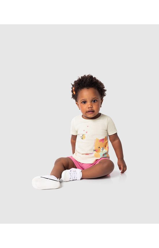 Conjunto Infantil Menina Blusa Gatinho Em Algodão Malwee Kids