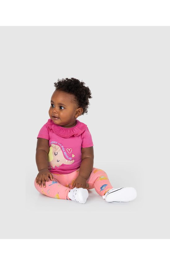 Conjunto Infantil Menina Gola Babado Em Algodão Malwee Kids