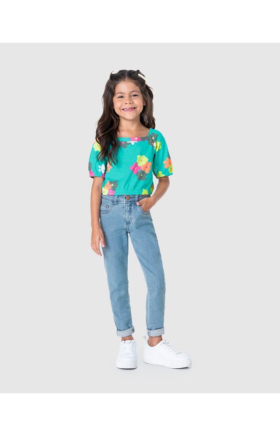 Blusa Infantil Menina Estampada Manga Bufante Em Algodão Malwee Kids