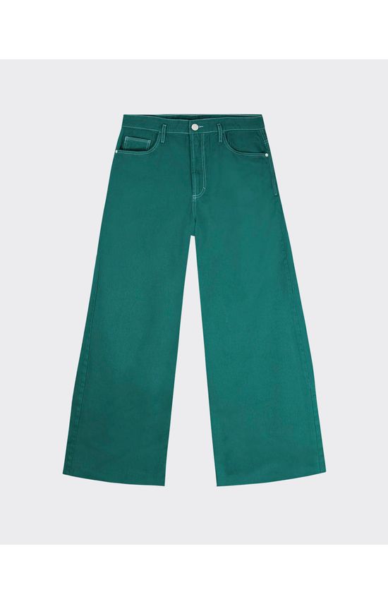 Calça Wide Leg Feminina Cintura Alta Em Sarja 100% Algodão - ENFIM