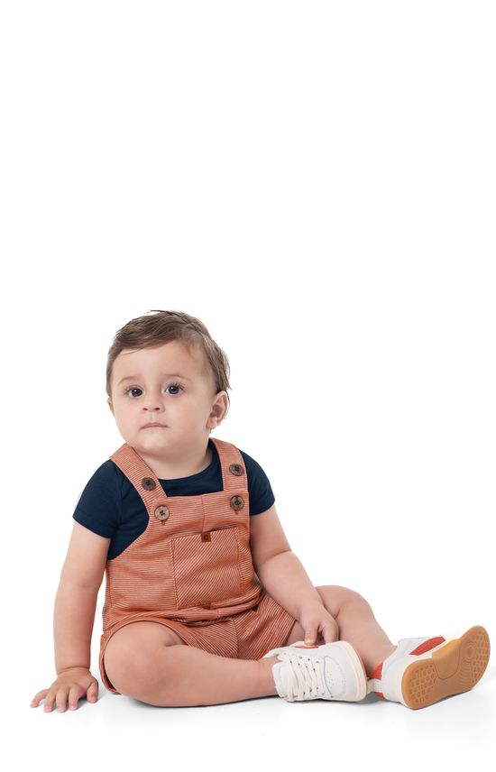 Conjunto Menino Body + Jardineira Em Moletom Piquet - Carinhoso