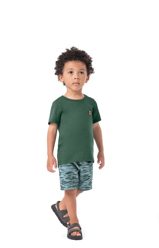Conjunto Menino Bermuda Estampada Em Moletinho - Carinhoso