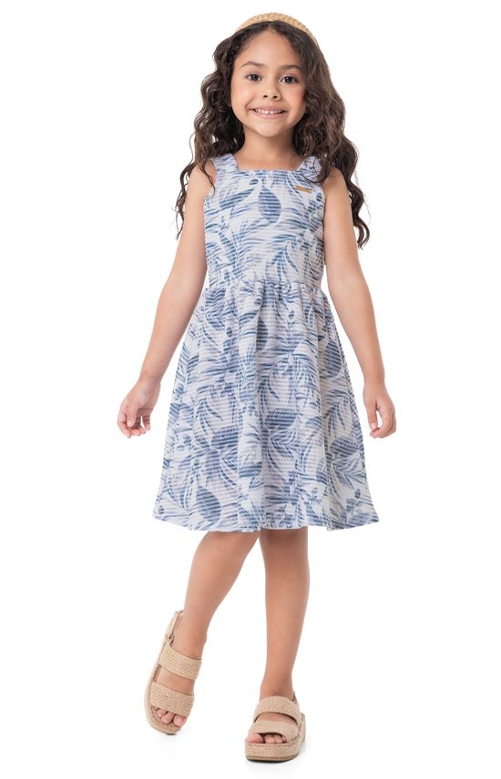 Vestido Menina Estampado Alça Elástico Em Moletinho Linho - Carinhoso
