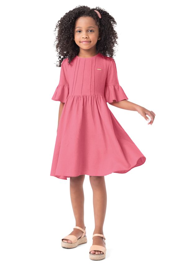 Vestido Menina Costas Transpassadas Em Viscolinho - Carinhoso