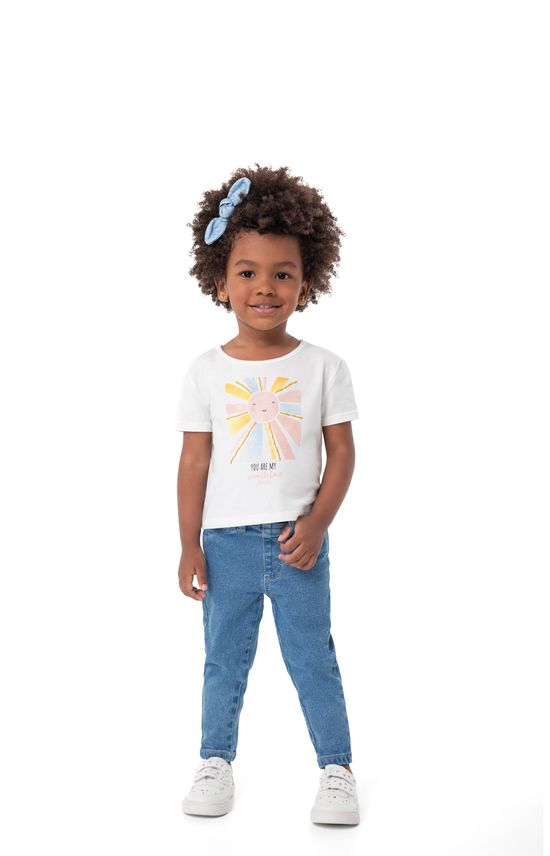 Calça Menina Jegging Cintura Elástico Em Jeans Com Elastano