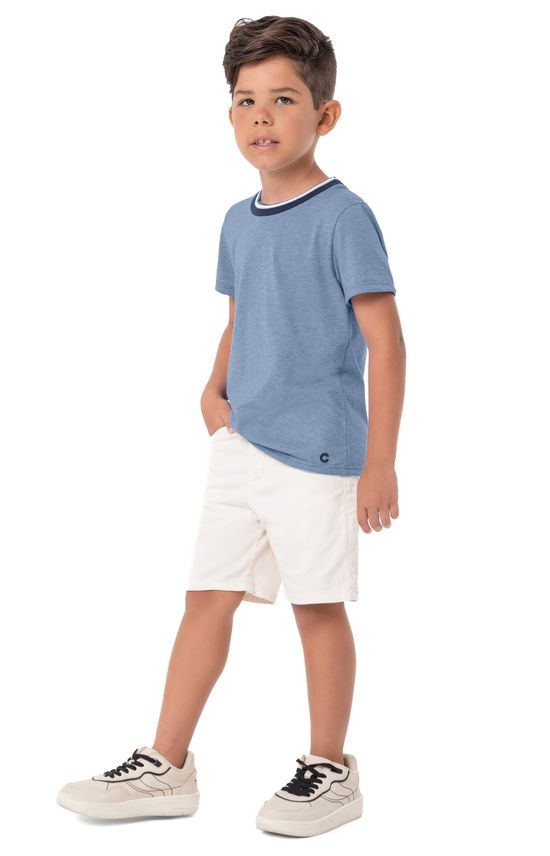 Camiseta Menino Gola Retilínea Em Malha Fio A Fio - Carinhoso
