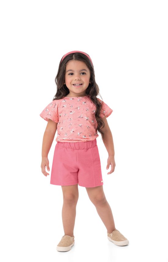 Conjunto Menina Blusa Estampada Em Algodão - Carinhoso