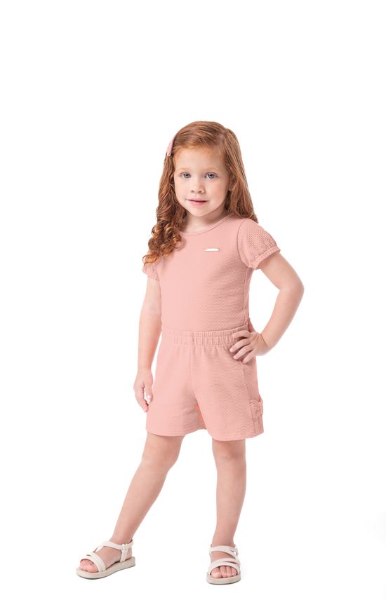 Conjunto Menina Blusa E Shorts Em Malha Texturizada - Carinhoso