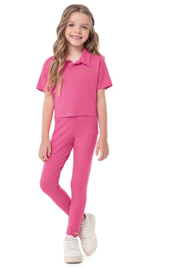 Calça Menina Legging Em Algodão Com Glitter - Carinhoso