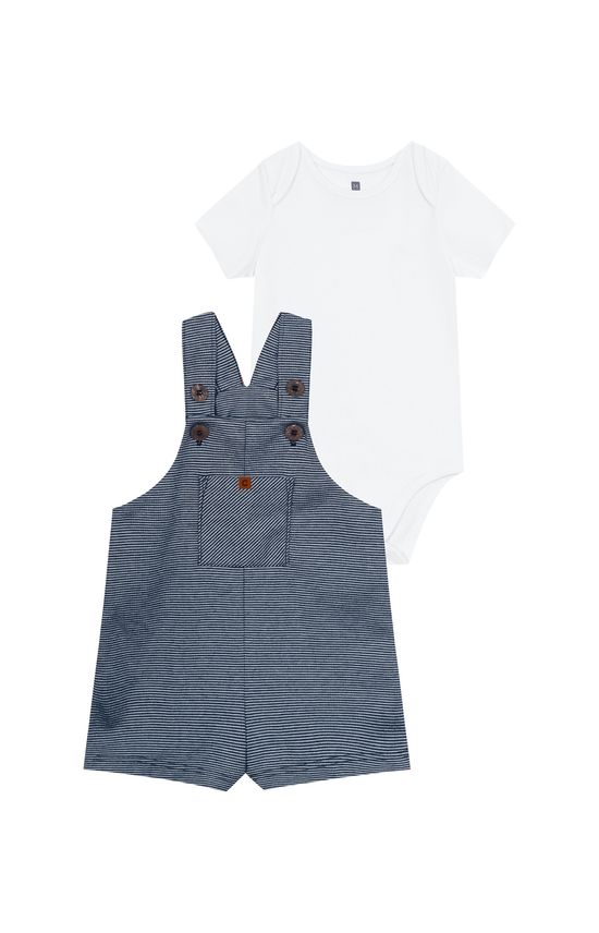 Conjunto Menino Body + Jardineira Em Moletom Piquet - Carinhoso