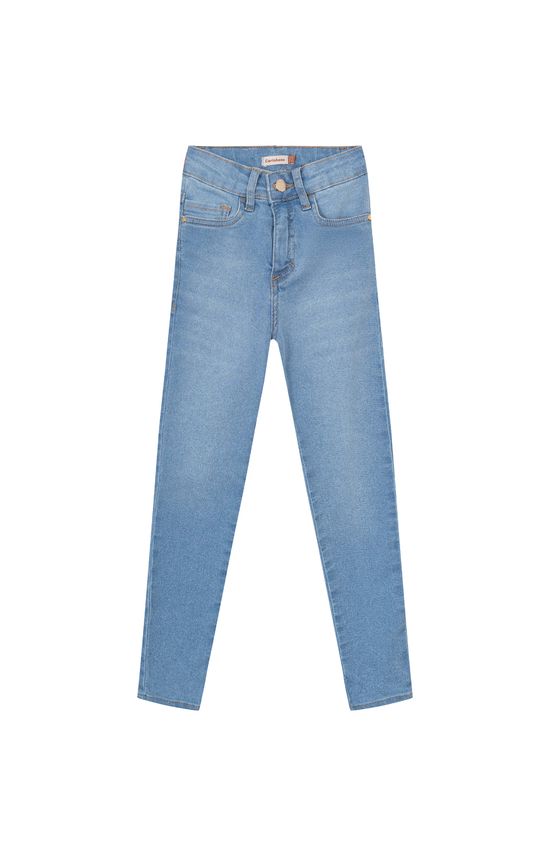 Calça Menina Skinny Cós Elástico Em Jeans Com Elastano - Carinhoso