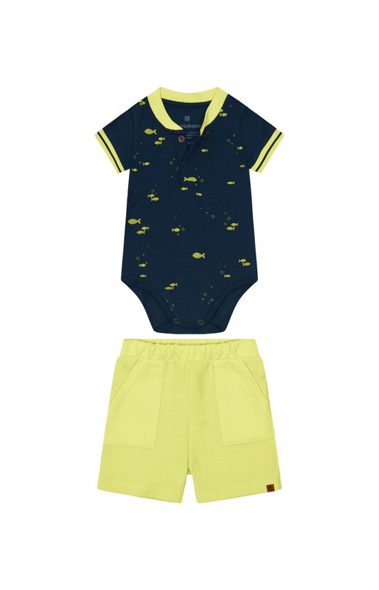 Conjunto Menino Body Estampado Em Algodão - Carinhoso