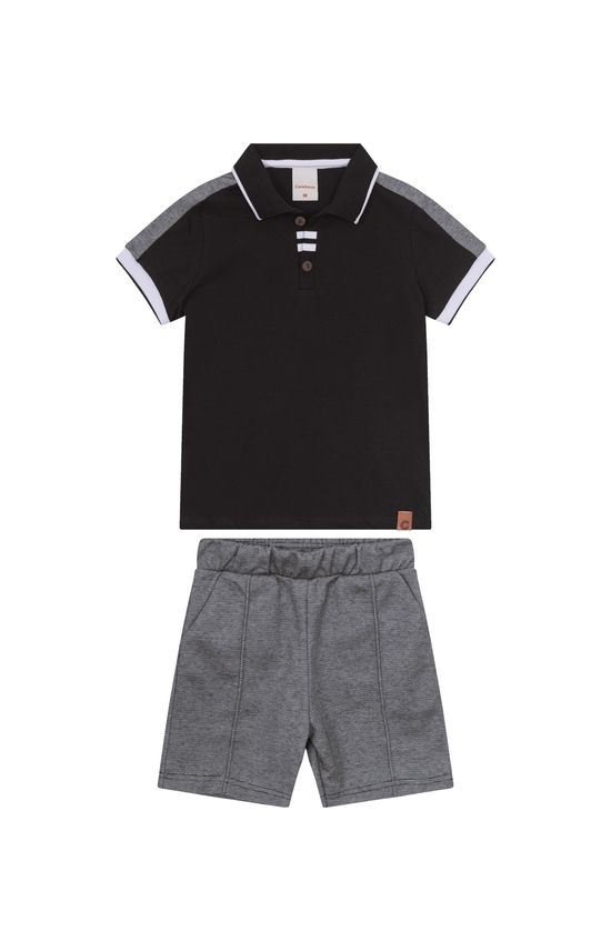 Conjunto Menino Camisa Polo Em Algodão - Carinhoso