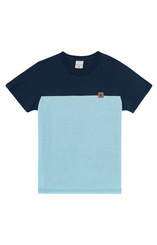 Camiseta Menino Bicolor Em Malha Mesclada - Carinhoso