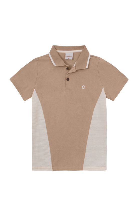 Camisa Polo Menino Recorte Frontal Em Malha Texturizada - Carinhoso