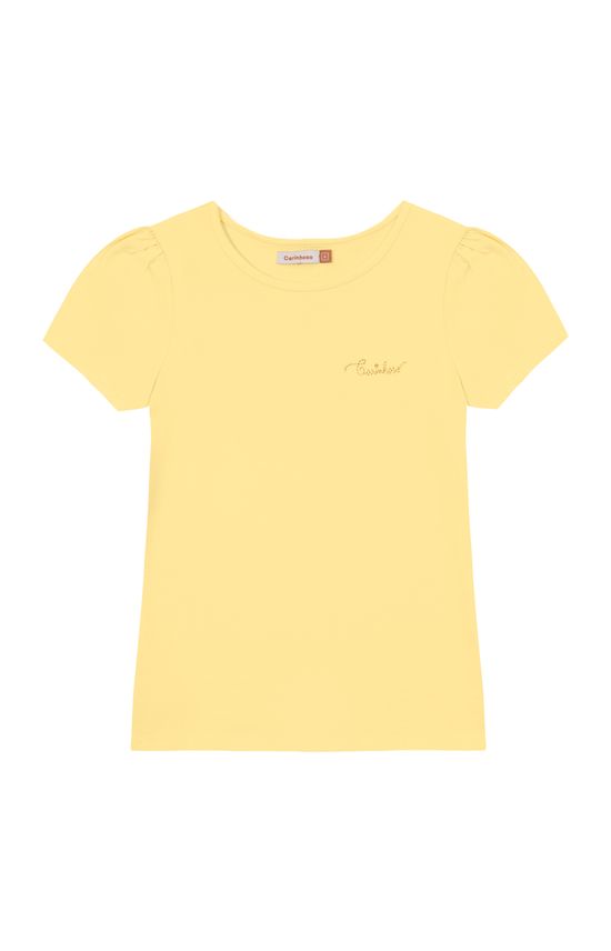 Blusa Menina Bordado No Peitoral Em Malha De Algodão - Carinhoso
