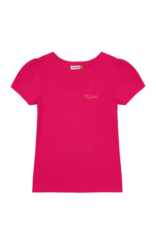 Blusa Menina Bordado No Peitoral Em Malha De Algodão - Carinhoso