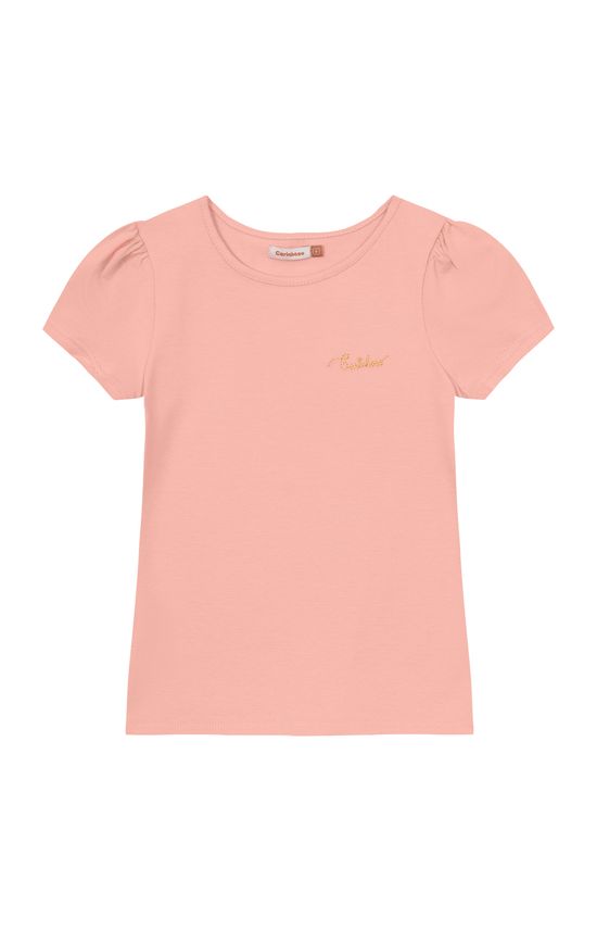 Blusa Menina Bordado No Peitoral Em Malha De Algodão - Carinhoso