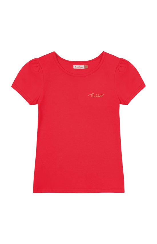 Blusa Menina Bordado No Peitoral Em Malha De Algodão - Carinhoso