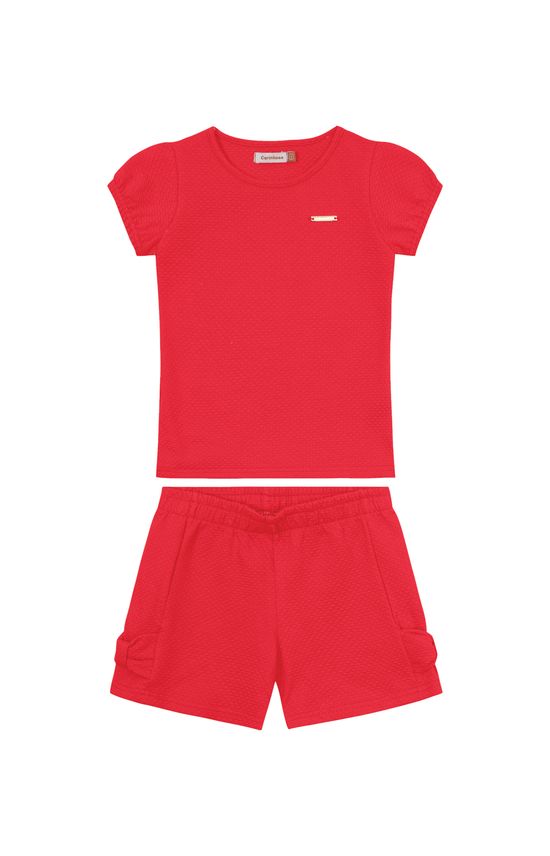 Conjunto Menina Blusa E Shorts Em Malha Texturizada - Carinhoso