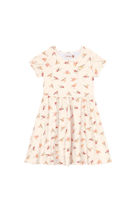 Vestido Menina Rodado Estampado Em Algodão - Carinhoso