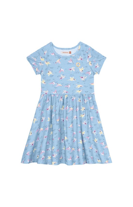 Vestido Menina Rodado Estampado Em Algodão - Carinhoso