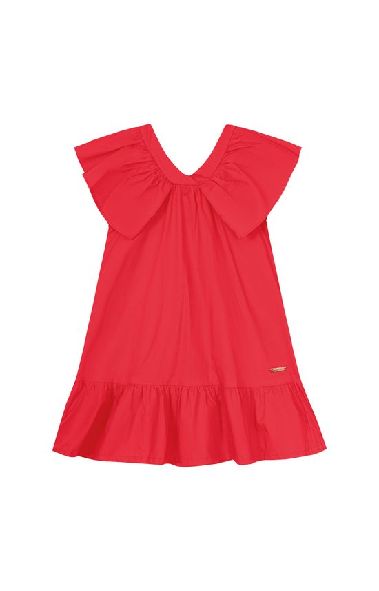 Vestido Menina Decote V Com Babado Em Algodão Stretch - Carinhoso