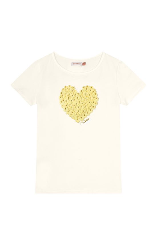 Blusa Menina Coração Bordado Laser Em Algodão - Carinhoso