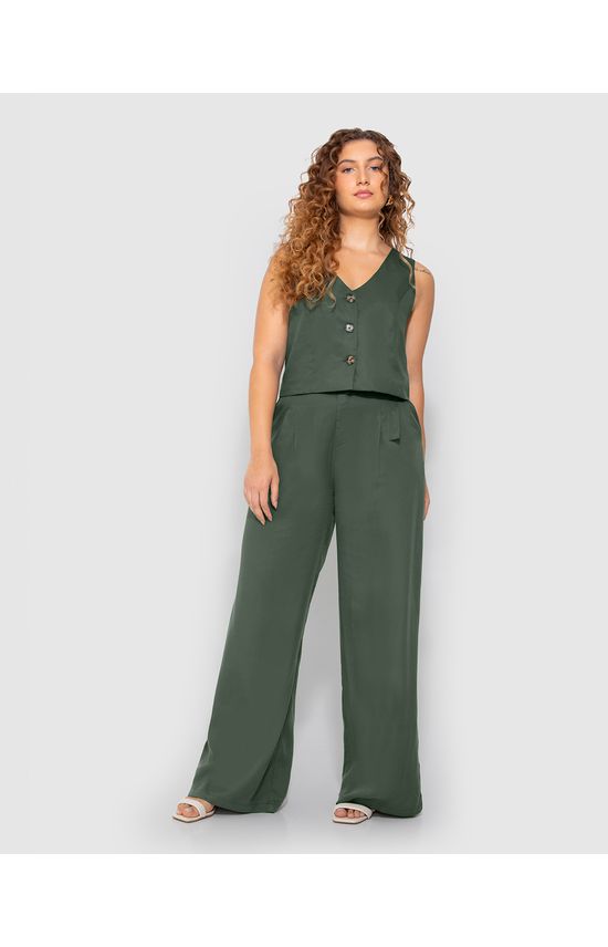 Calça Wide Leg Feminina Cinto Removível Em Liocel - ENFIM