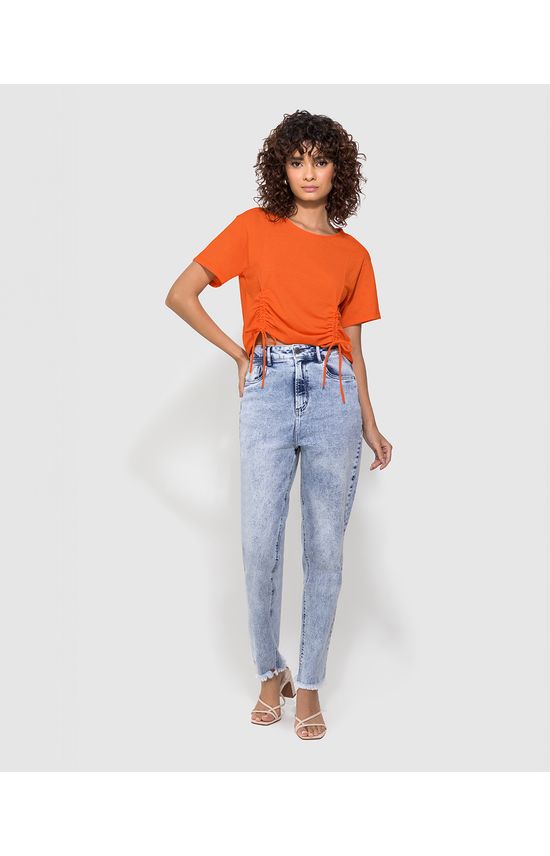 Blusa Feminina Com Túnel E Amarração Frontal Em Algodão - ENFIM