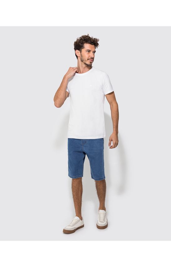 Bermuda Masculina Slim Cintura Média Em Jeans Com Elastano - ENFIM
