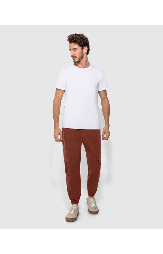Calça Masculina Jogger Cargo Em Sarja Com Elastano - ENFIM