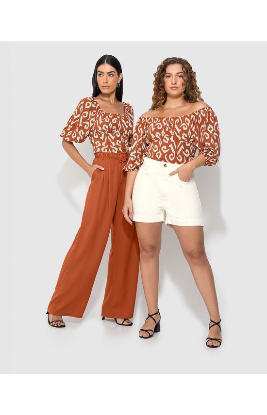 Blusa Feminina Estampada Decote Ombro A Ombro Em Viscose - ENFIM