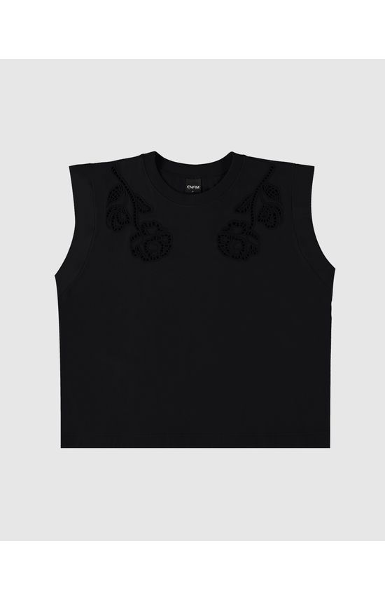 T-Shirt Feminina Muscle Tee Bordado Flor Em Algodão - ENFIM