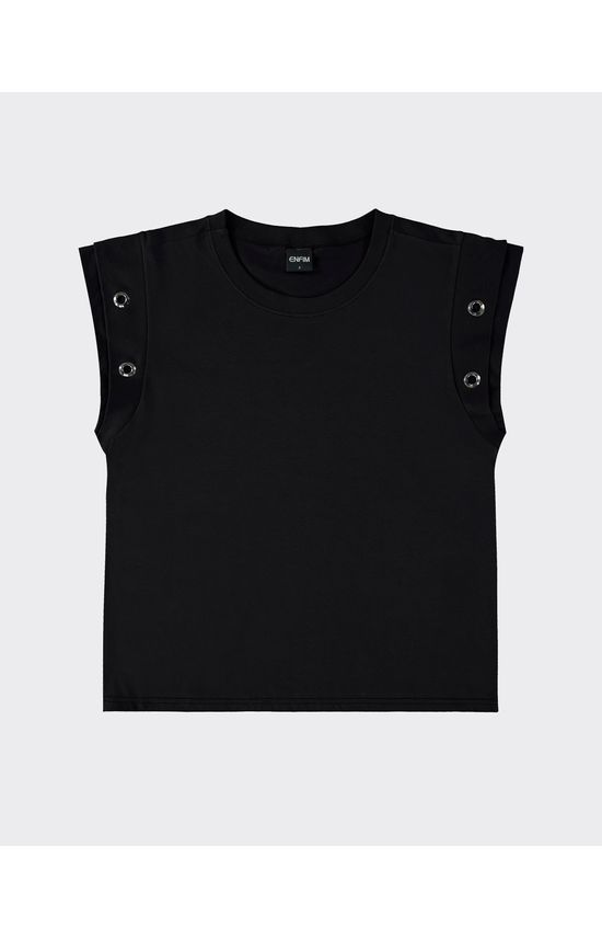 T-Shirt Feminina Muscle Tee Mangas Com Ilhóses Em Algodão - ENFIM