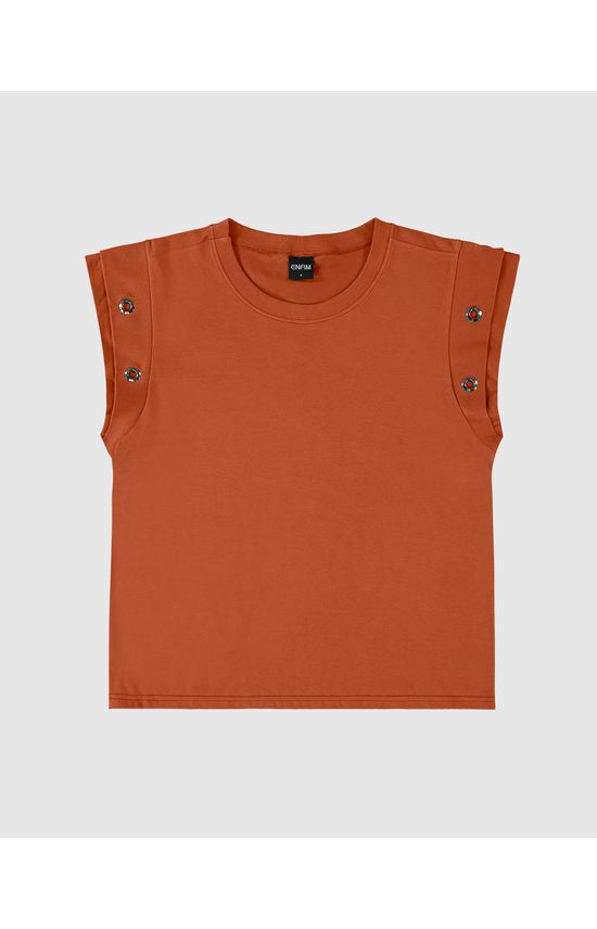 T-Shirt Feminina Muscle Tee Mangas Com Ilhóses Em Algodão - ENFIM