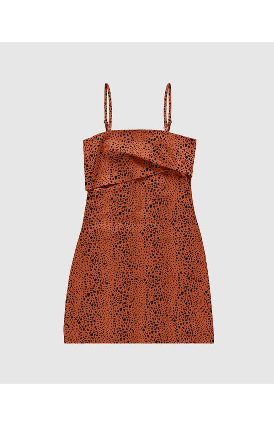 Vestido Feminino Animal Print Alça Removível Em Tecido Acetinado - ENFIM