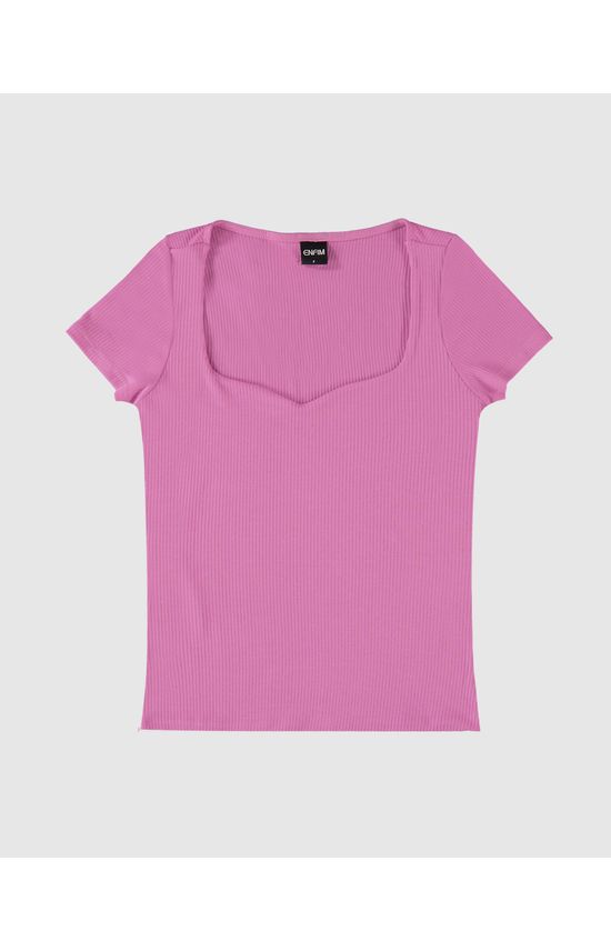 Blusa Justa Feminina Decote Coração Em Malha Viscose Canelada - ENFIM